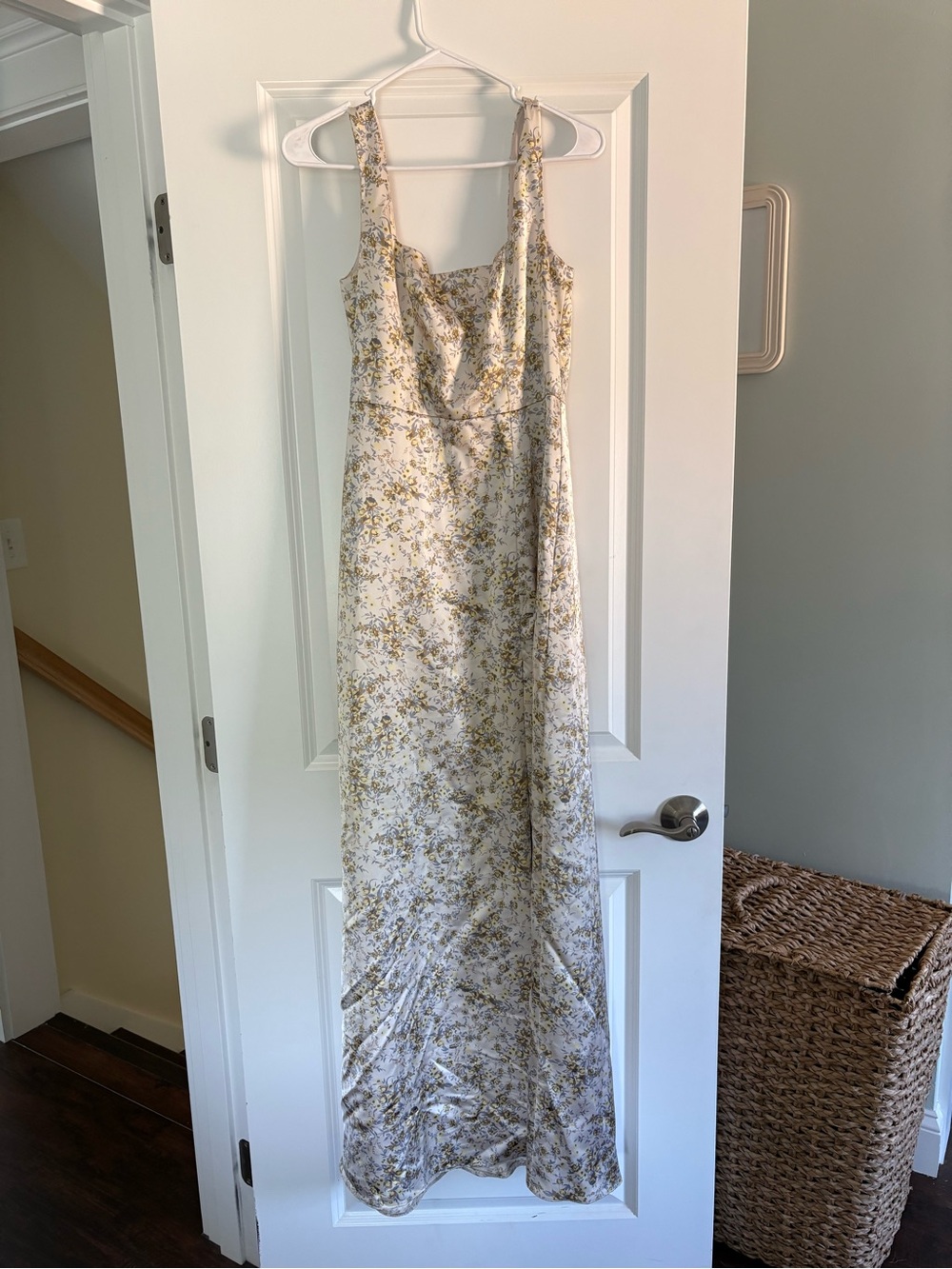 Dessy Collection Cream Maxi Dress in “GOLDEN HOUR”